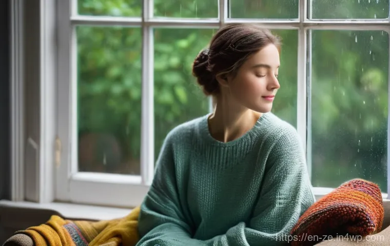 사운드 샘플링과 감정의 관계 - **Prompt:** A young woman, wearing comfortable, modest loungewear including soft cotton pants and a ...